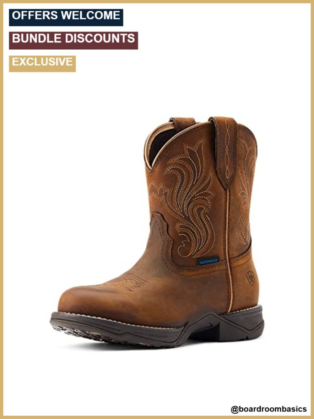 Full-Grain Leather Waterproof Round Toe Western Boot
